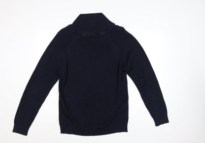 Next Men’s Blue Cotton Shawl Collar Button Pullover Jumper L