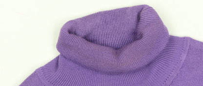 Wallis Women Purple Size 10 Roll Neck Tunic Jumper Viscose Knit