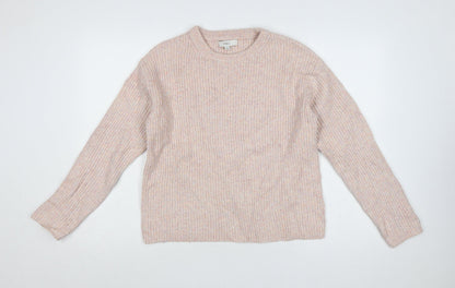 Marks and Spencer Women Pink Size 10 Rib Knit Crew Neck Jumper