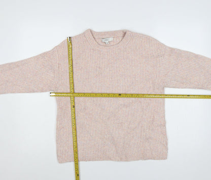 Marks and Spencer Women Pink Size 10 Rib Knit Crew Neck Jumper