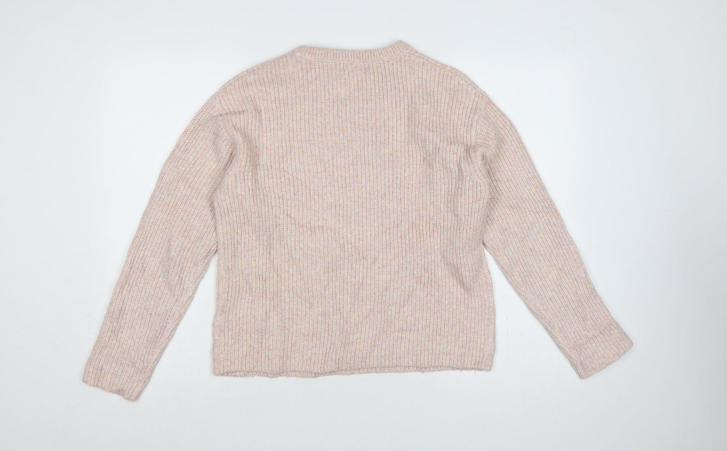 Marks and Spencer Women Pink Size 10 Rib Knit Crew Neck Jumper