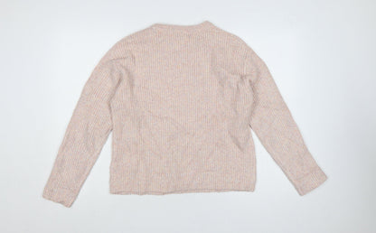 Marks and Spencer Women Pink Size 10 Rib Knit Crew Neck Jumper