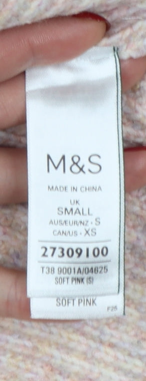 Marks and Spencer Women Pink Size 10 Rib Knit Crew Neck Jumper