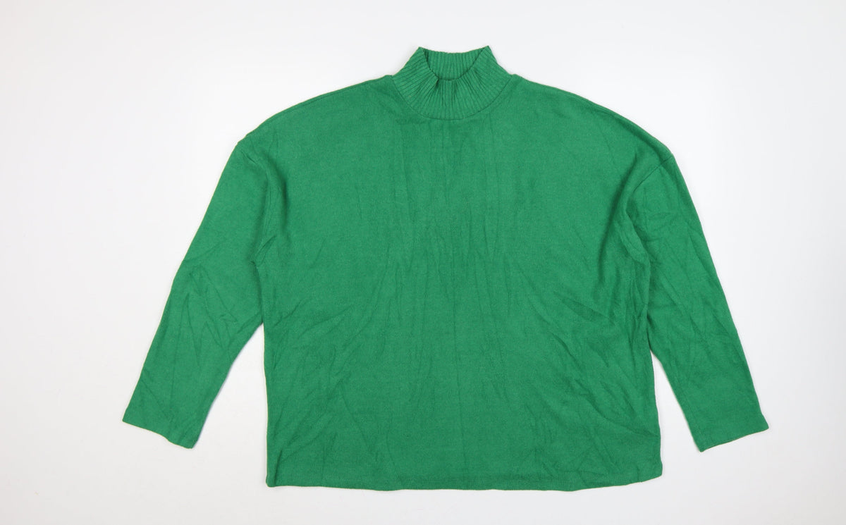 F&F Women Green L High Neck Long Sleeve Knit Jumper