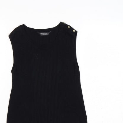 Dorothy Perkins Women Black UK 12 Ribbed Sleeveless Knit Vest