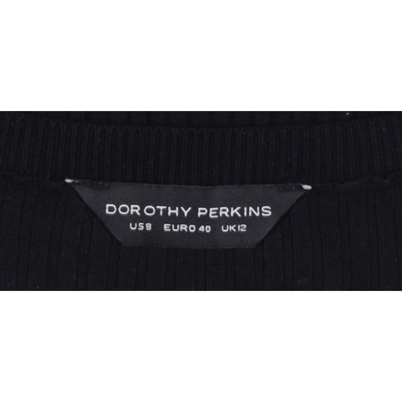 Dorothy Perkins Women Black UK 12 Ribbed Sleeveless Knit Vest