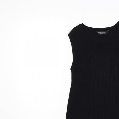 Dorothy Perkins Women Black UK 12 Ribbed Sleeveless Knit Vest