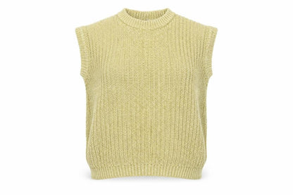 Tu Women Yellow Cotton Chunky Knit Sleeveless Vest Jumper Size 8