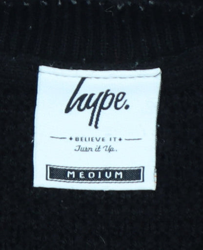 Hype Women’s Black Medium Cable Knit Crew Neck Pullover Jumper