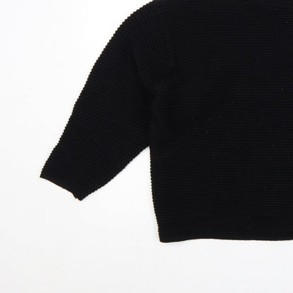 Zara Women Black S Rib Knit Dolman 3/4 Sleeve Pullover Jumper