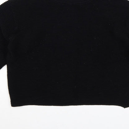 Zara Women Black S Rib Knit Dolman 3/4 Sleeve Pullover Jumper
