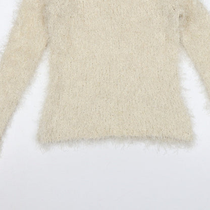 ARKET Women Ivory Fluffy Knit Jumper UK 12 EU M Long Sleeve