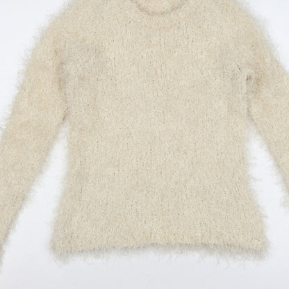 ARKET Women Ivory Fluffy Knit Jumper UK 12 EU M Long Sleeve