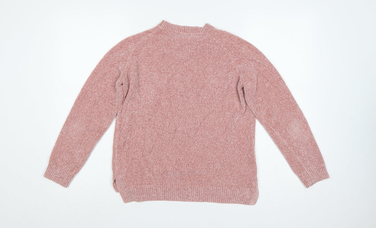F&F Women’s Pink Size 10 Crew Neck Knit Pocket Jumper