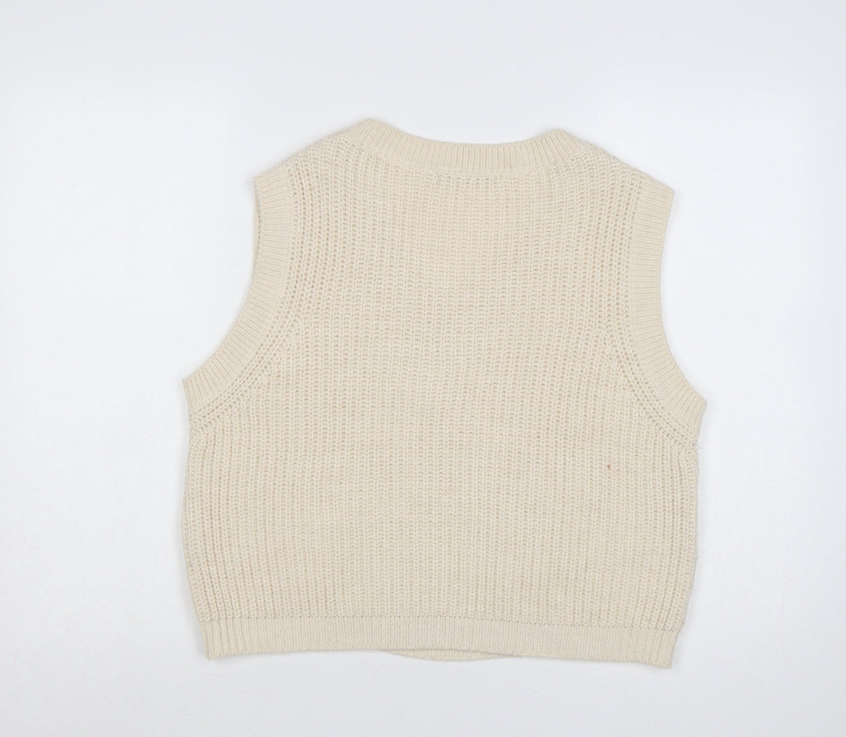 La Fée Maraboutée Women Ivory M Cable-Knit V-Neck Sleeveless Vest