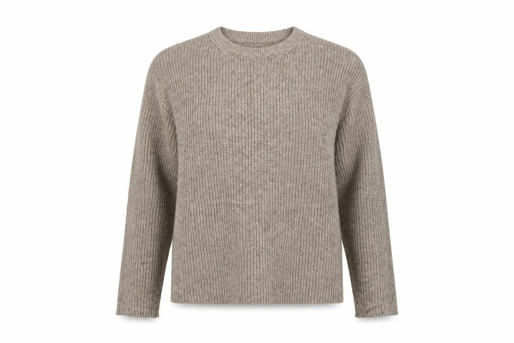 Marks & Spencer Women Beige XL Rib Knit Crew Neck Pullover Jumper