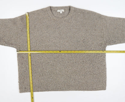 Marks & Spencer Women Beige XL Rib Knit Crew Neck Pullover Jumper