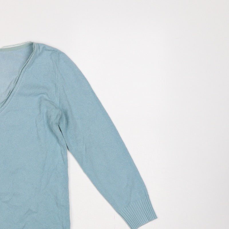 Per Una Women’s Blue Size 10 V-Neck Fine Knit Pullover Jumper