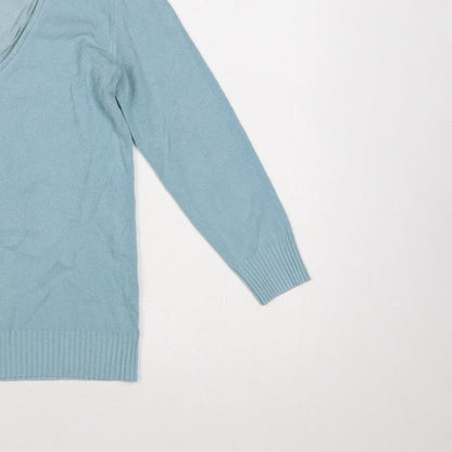 Per Una Women’s Blue Size 10 V-Neck Fine Knit Pullover Jumper