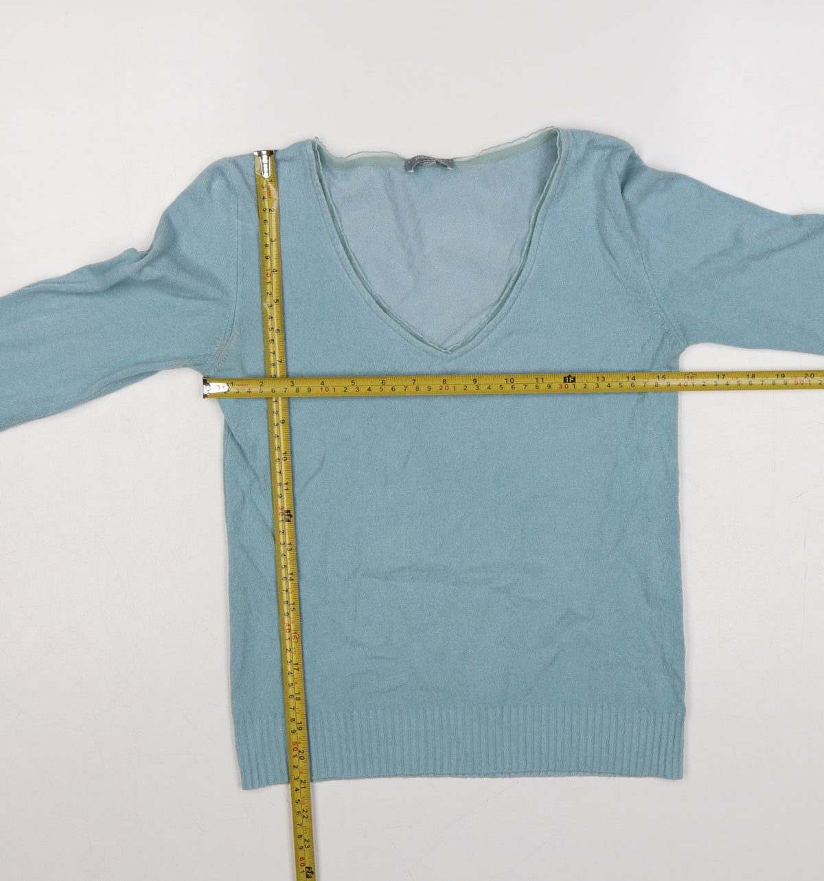 Per Una Women’s Blue Size 10 V-Neck Fine Knit Pullover Jumper