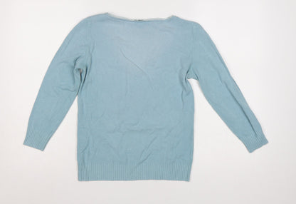 Per Una Women’s Blue Size 10 V-Neck Fine Knit Pullover Jumper