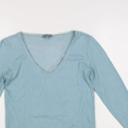 Per Una Women’s Blue Size 10 V-Neck Fine Knit Pullover Jumper