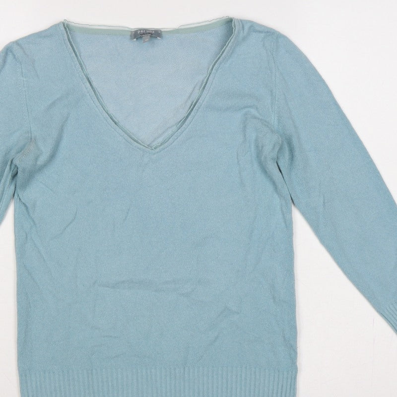 Per Una Women’s Blue Size 10 V-Neck Fine Knit Pullover Jumper