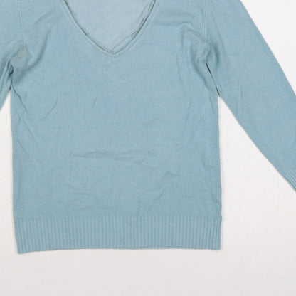 Per Una Women’s Blue Size 10 V-Neck Fine Knit Pullover Jumper