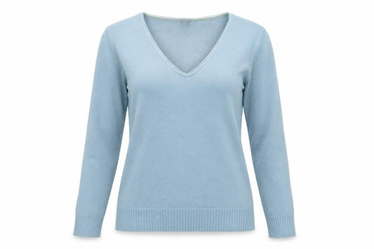 Per Una Women’s Blue Size 10 V-Neck Fine Knit Pullover Jumper