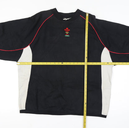 Reebok Men’s Black XL Wales Rugby WRU Crew Neck Sweatshirt