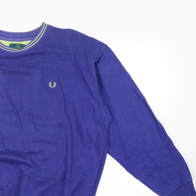 Fred Perry Vintage Men’s Blue L Crew Neck Embroidered Logo Sweatshirt