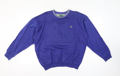 Fred Perry Vintage Men’s Blue L Crew Neck Embroidered Logo Sweatshirt