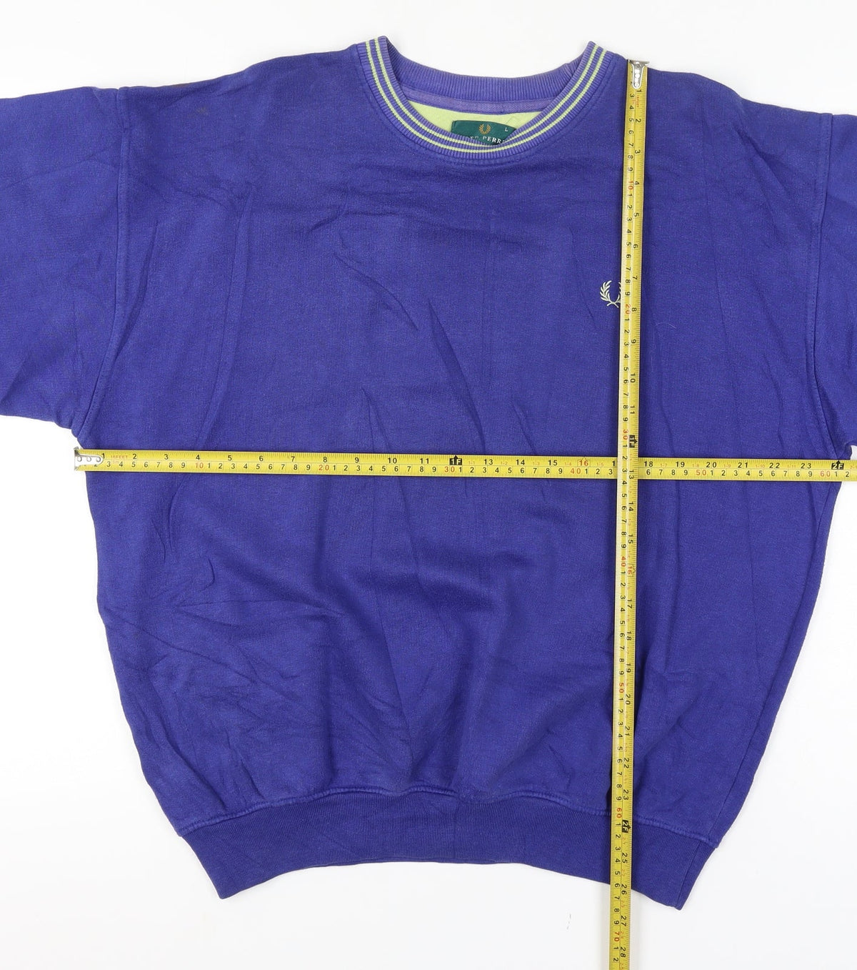 Fred Perry Vintage Men’s Blue L Crew Neck Embroidered Logo Sweatshirt