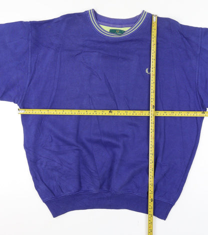 Fred Perry Vintage Men’s Blue L Crew Neck Embroidered Logo Sweatshirt