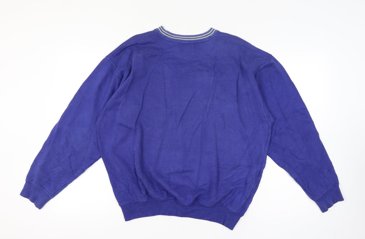 Fred Perry Vintage Men’s Blue L Crew Neck Embroidered Logo Sweatshirt