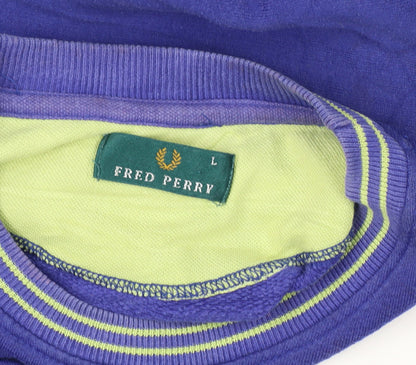 Fred Perry Vintage Men’s Blue L Crew Neck Embroidered Logo Sweatshirt