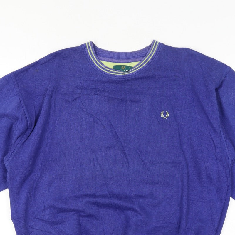 Fred Perry Vintage Men’s Blue L Crew Neck Embroidered Logo Sweatshirt