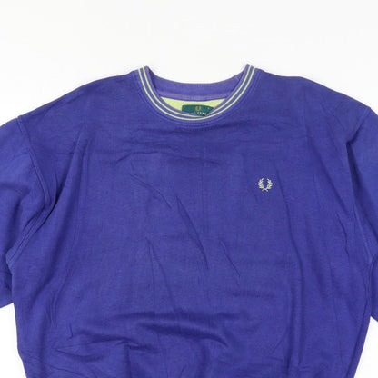 Fred Perry Vintage Men’s Blue L Crew Neck Embroidered Logo Sweatshirt