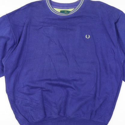 Fred Perry Vintage Men’s Blue L Crew Neck Embroidered Logo Sweatshirt