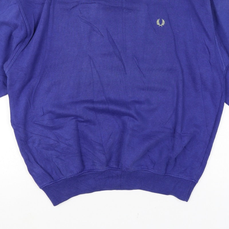 Fred Perry Vintage Men’s Blue L Crew Neck Embroidered Logo Sweatshirt