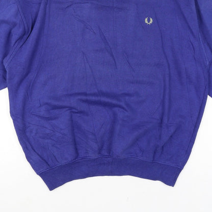 Fred Perry Vintage Men’s Blue L Crew Neck Embroidered Logo Sweatshirt