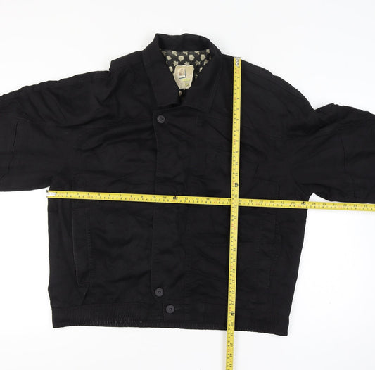 Pop 84 Mens XL Black Button Bomber Jacket Vintage 80s Floral Lining