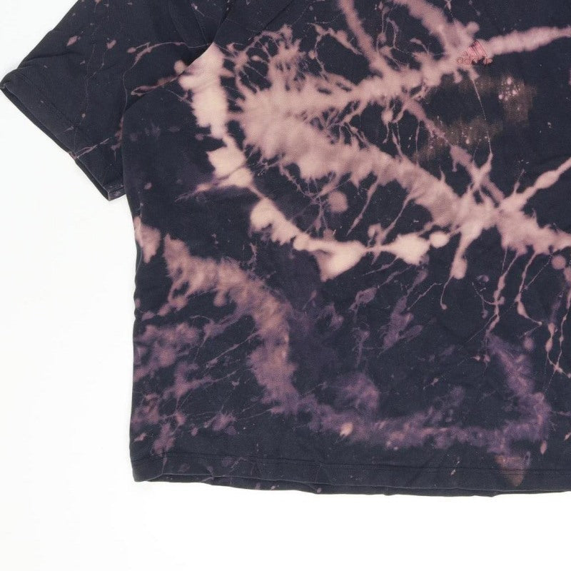 Adidas Men’s Large Black Bleach Dye V-Neck Short Sleeve T-Shirt