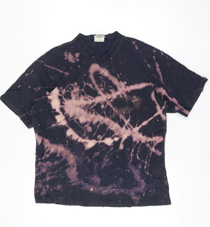 Adidas Men’s Large Black Bleach Dye V-Neck Short Sleeve T-Shirt