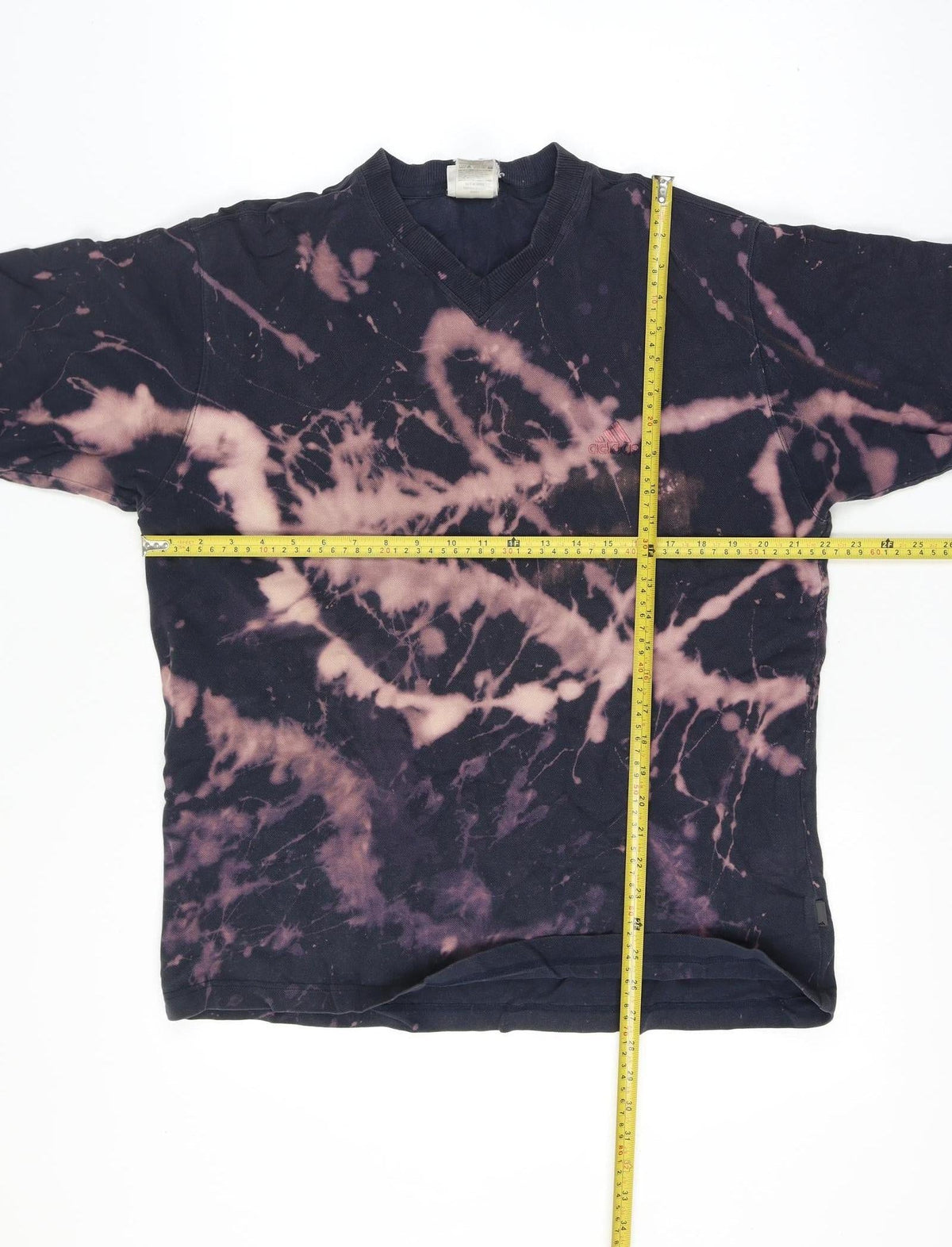 Adidas Men’s Large Black Bleach Dye V-Neck Short Sleeve T-Shirt