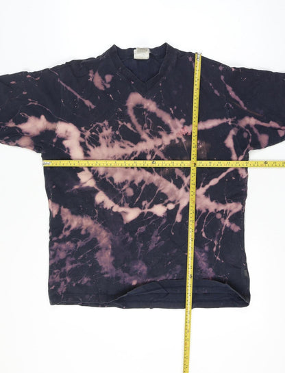 Adidas Men’s Large Black Bleach Dye V-Neck Short Sleeve T-Shirt