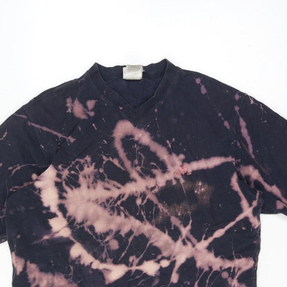 Adidas Men’s Large Black Bleach Dye V-Neck Short Sleeve T-Shirt