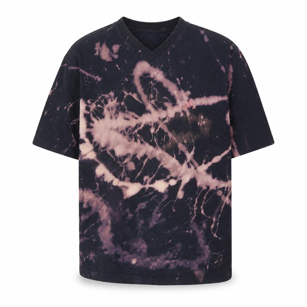 Adidas Men’s Large Black Bleach Dye V-Neck Short Sleeve T-Shirt