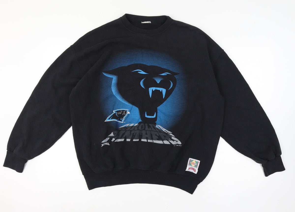 Nutmeg Men's Black XL Carolina Panthers NFL 1993 Pullover Sweatshirt