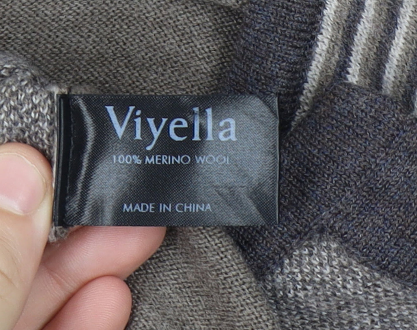 Viyella Women Small Brown 100% Merino Wool Geometric Open Cardigan